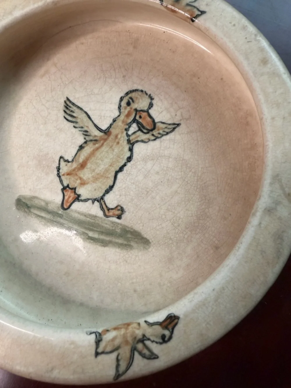 Weller Ceramic Decorative Bowl Duck Design Art Pottery Beige Multicolor - Picture 2 of 4